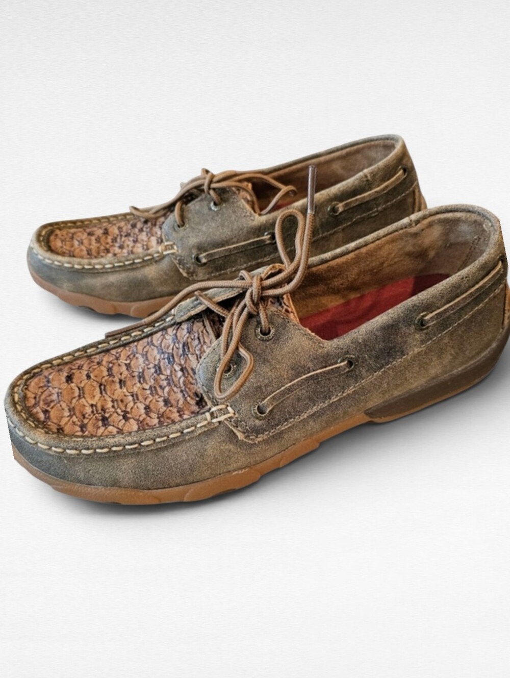 Twisted X Casual Shoes Driving Mocs Snake Skin Print Leather WDM0069 Size 8.5M